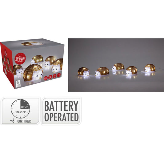 Kerstfiguur Acryl - Egels - Led - Set Van 5 - Afanaya