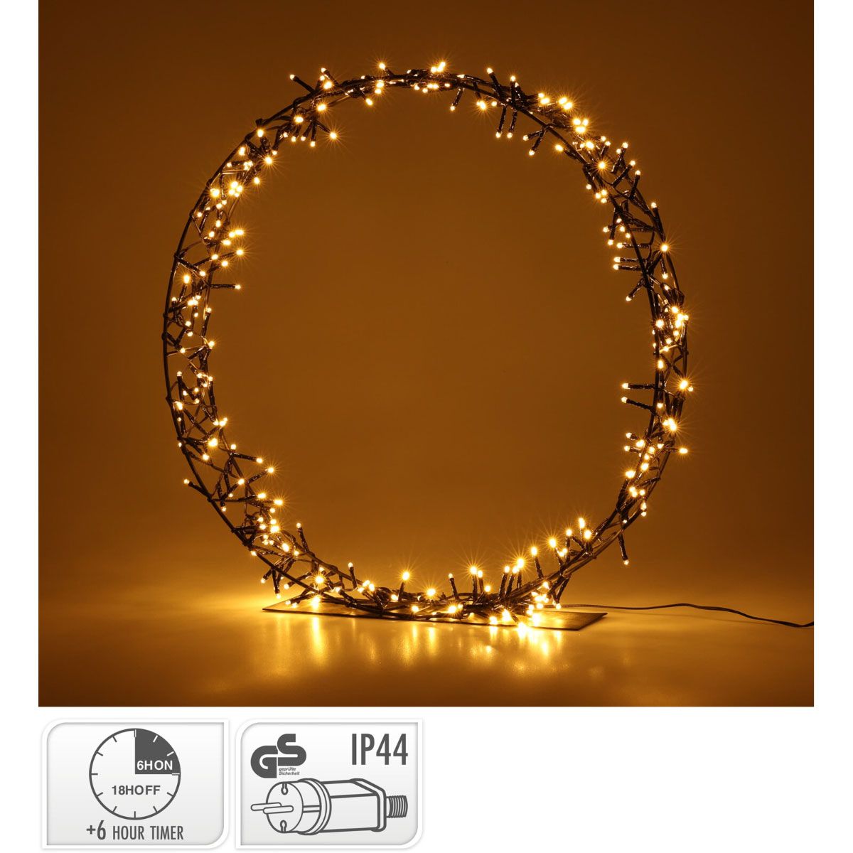 Kerstkrans Op Standaard - 200 Led - 40 Cm - Warm Wit - Timer - Afanaya