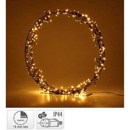 Kerstkrans Op Standaard - 200 Led - 40 Cm - Warm Wit - Timer - Afanaya