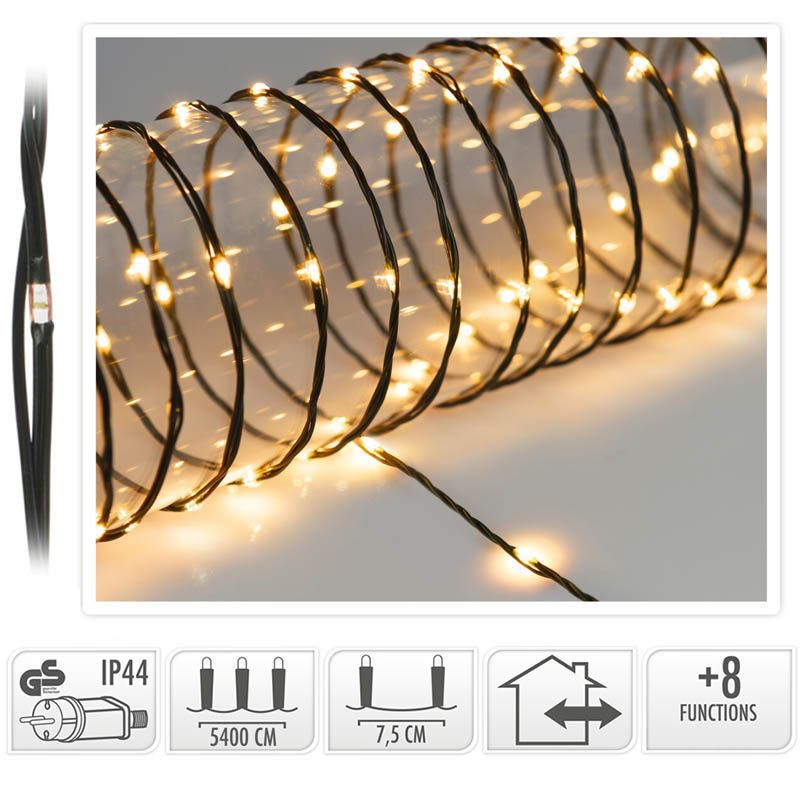 Led Verlichting 720 Led - 54 Meter - Extra Warm Wit - Voor Binnen En Buiten - 8 Lichtfuncties - Soft Wire - Afanaya
