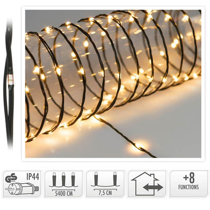 Led Verlichting 720 Led - 54 Meter - Extra Warm Wit - Voor Binnen En Buiten - 8 Lichtfuncties - Soft Wire - Afanaya