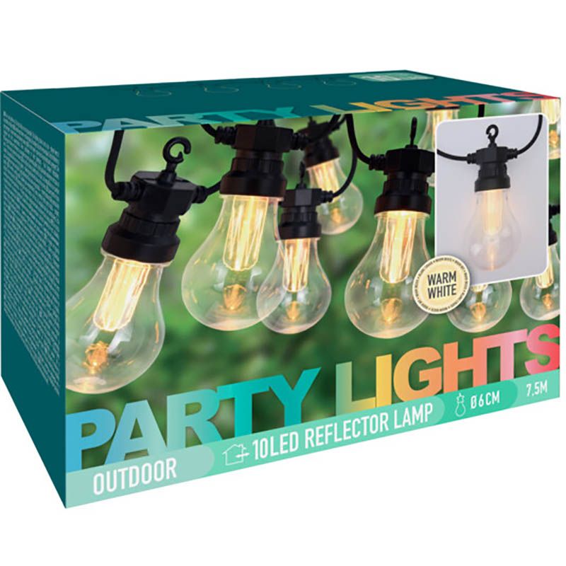 Lichtsnoer Met 10 Led Reflector Lampen - Voor Buiten - Afanaya