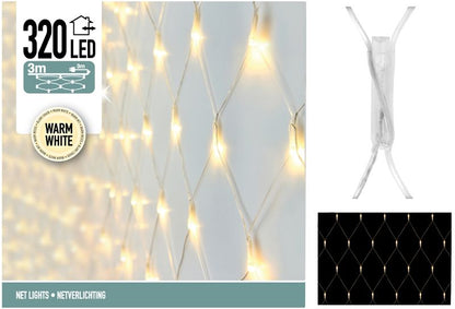 Netverlichting 320 Led - 300 X 150 Cm - Warm Wit - Afanaya