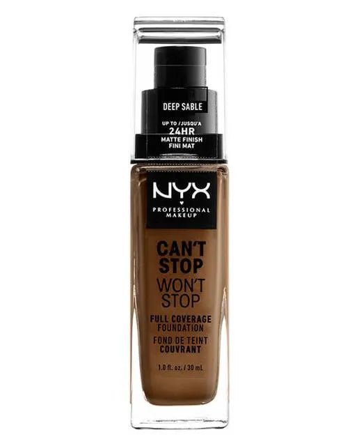 Nyx Can't Stop Won't Stop Full Coverage Foundation Deep Sable 30ml - Afanaya