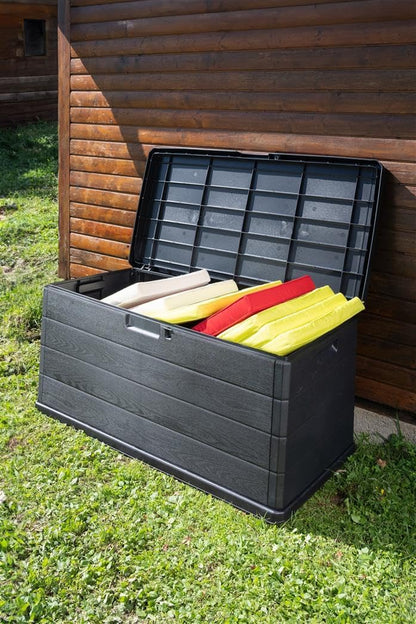 Outdoor Safe with 340L Capacity Wood Effect Large Storage Space - 118X59X57 - Afanaya