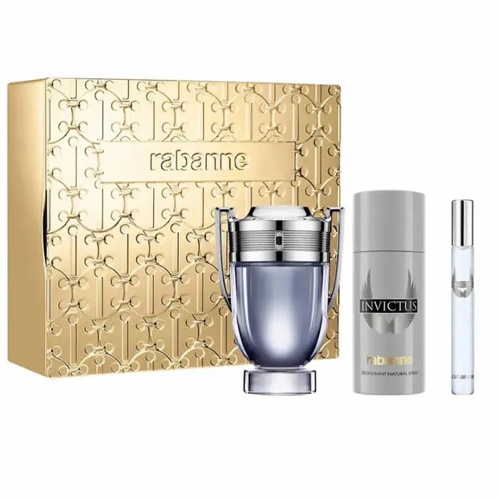 Paco Rabanne Invictus Eau De Toilette Spray 100ml Coffret 3 Produits - Afanaya