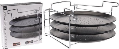 Pizza Baking Set 4 Piece Non-Stick Bakeware Kit Pizza Tray Cutter & Accessories for Home Oven