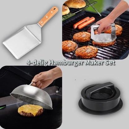 Smash Burger Set 4 Pieces Stainless Steel Contains Burger Press Hamburger Steak
