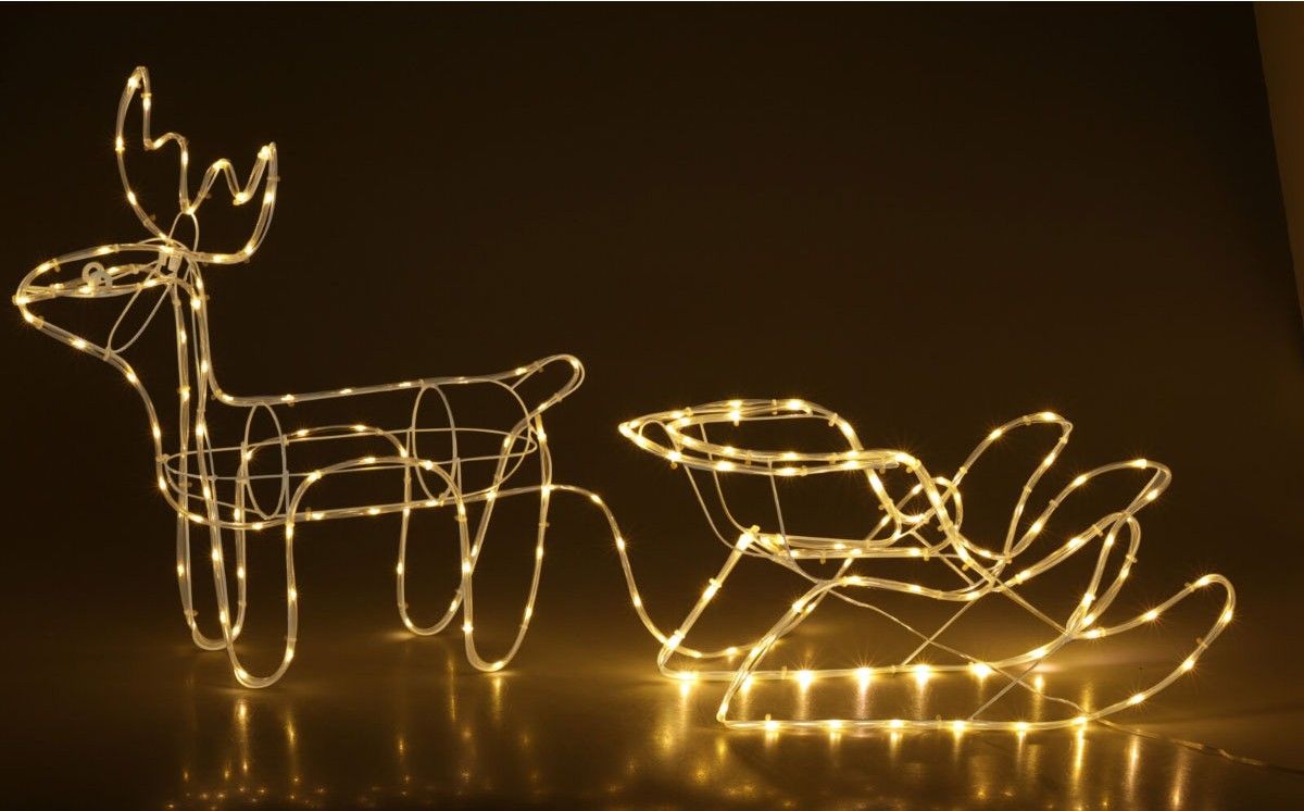 Rendier Met Arreslee - Led Slangverlichting - Afanaya