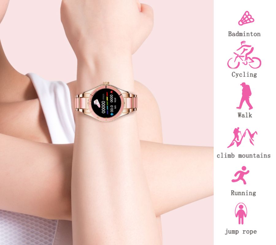 Rubicon RNCE82 Women’s Smartwatch Elegant Pink Fitness Tracker with Heart Rate - Afanaya