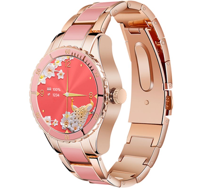 Rubicon RNCE82 Women’s Smartwatch Elegant Pink Fitness Tracker with Heart Rate - Afanaya