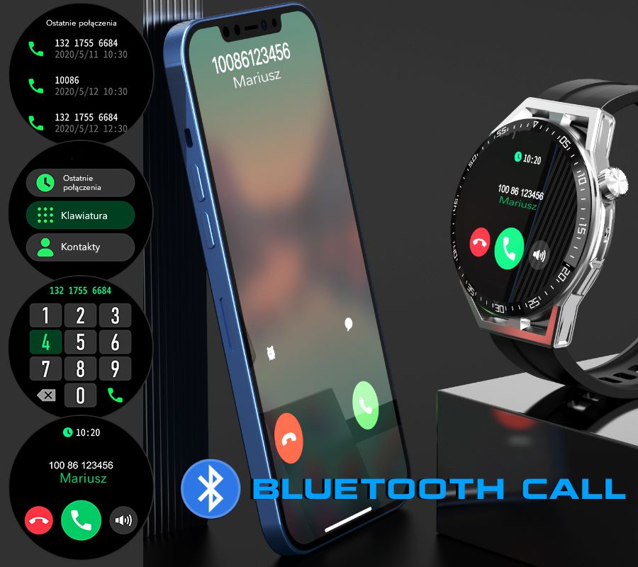Rubicon RNCE88 - 1 Smartwatch Black with Silicone & Leather Straps - Afanaya
