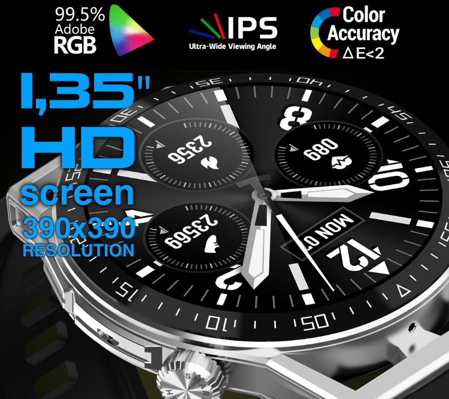 Rubicon RNCE88 - 1 Smartwatch Black with Silicone & Leather Straps - Afanaya