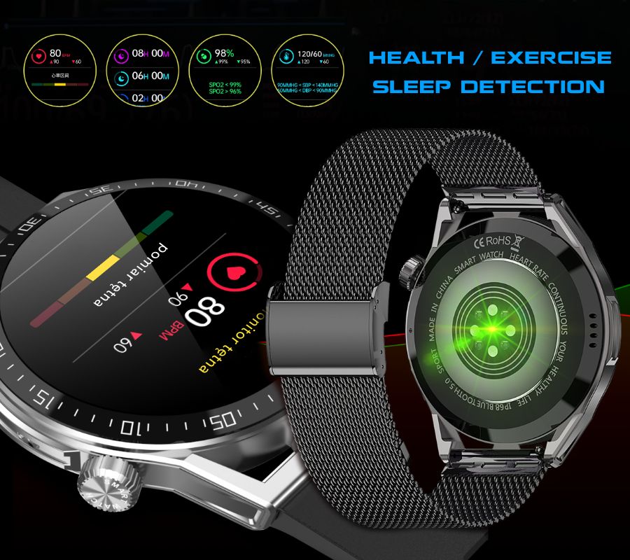Rubicon RNCE88 - 1 Smartwatch Black with Silicone & Leather Straps - Afanaya