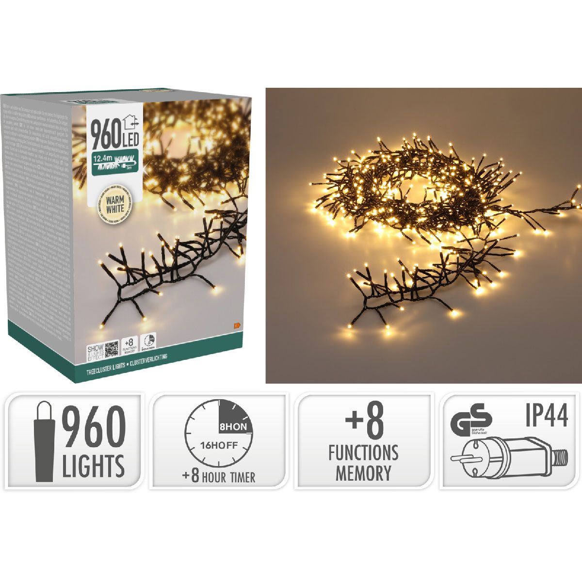 S.i.a. Treecluster Kerstboomverlichting - 960Led - Warm Wit - Afanaya