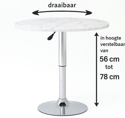 Side table for living room Coffee Table Oval Height Adjustable Swivel - White - Afanaya