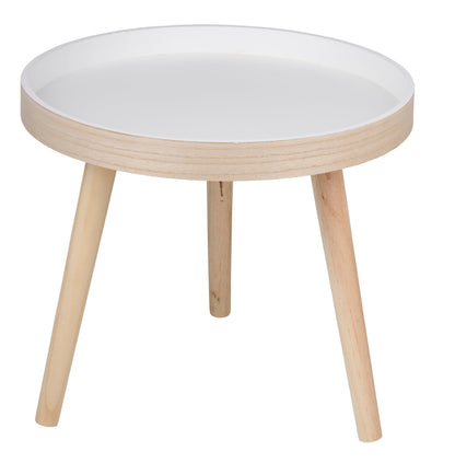 Side Table Round Wood/White - Afanaya