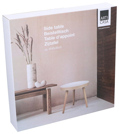 Side Table Round Wood/White - Afanaya