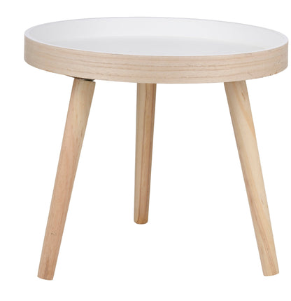 Side Table Round Wood/White - Afanaya