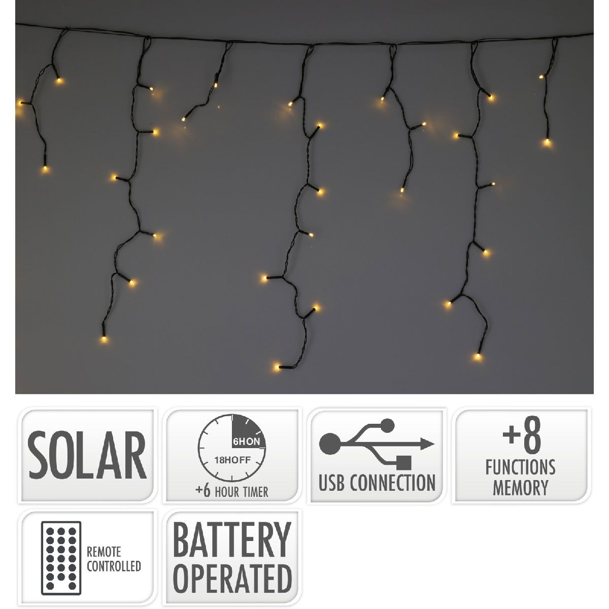 Solar Ijspegelverlichting 780Cm - 240 Led - Usb Oplaadbaar - Afstandsbediening - Afanaya