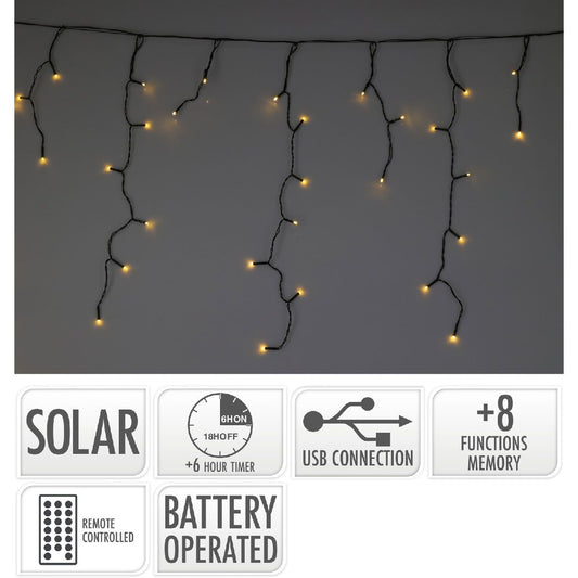 Solar Ijspegelverlichting 780Cm - 240 Led - Usb Oplaadbaar - Afstandsbediening - Afanaya