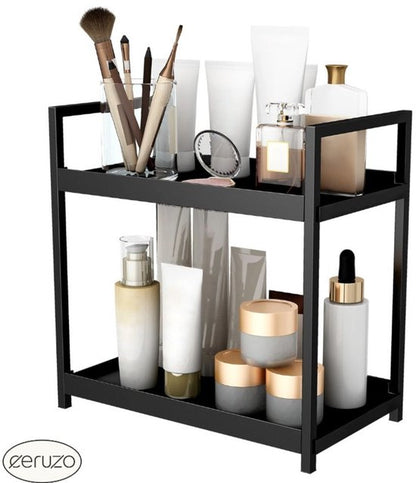 Bathroom Countertop Organizer with Basket Modern Storage for Toiletries & Makeup