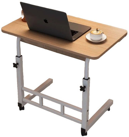 Adjustable Laptop Table for Bed & Sofa Mobile Desk with Wheels Height Adjustable, 80x40cm