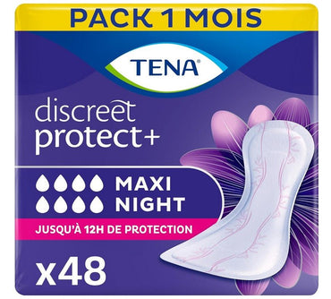 TENA Discreet Maxi Night Pads for Women – Pack of 48 Absorbent Night Protection ProSkin - Afanaya