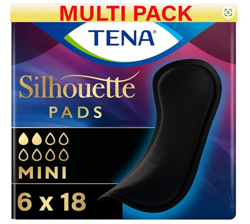 TENA Silhouette Noir Mini Panty liner black 6 Pack of 18