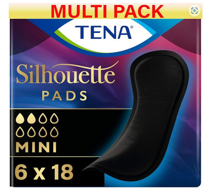TENA Silhouette Noir Mini Panty liner black 6 Pack of 18