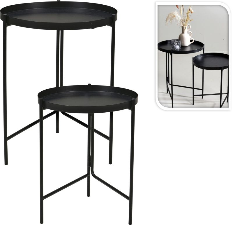 Trends4You Bijzettafels Zwart - Set Van 2 - D31Xh38 Cm En D36Xh45 Cm - Afanaya