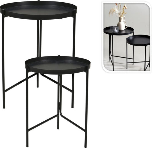 Trends4You Bijzettafels Zwart - Set Van 2 - D31Xh38 Cm En D36Xh45 Cm - Afanaya