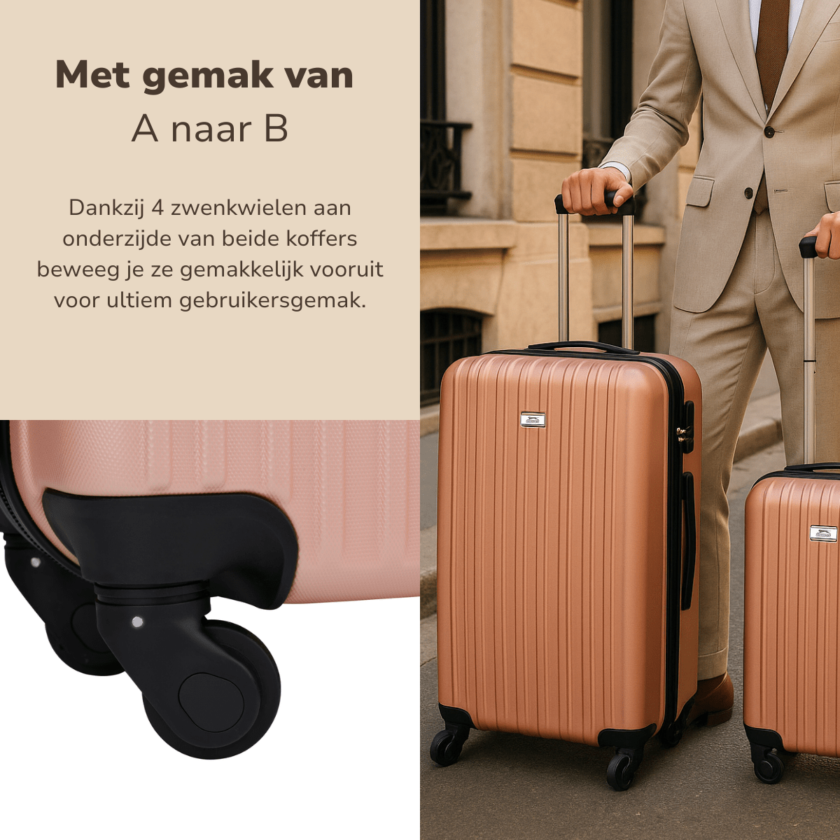 Trolley Set 2Pc Rose Gold - Afanaya