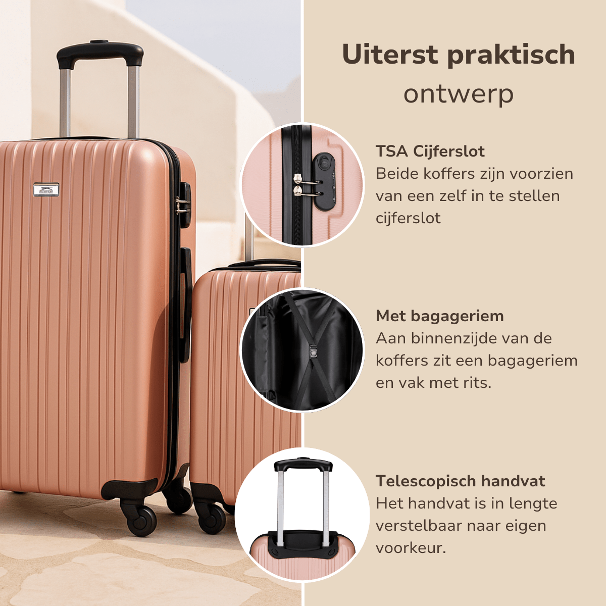 Trolley Set 2Pc Rose Gold - Afanaya