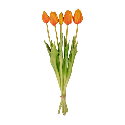Tulip Bouquet – 5 Pieces – Various Colours – ‘Real Touch’ Artificial Tulips – 42 Cm - Afanaya
