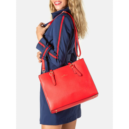 Twig Shelley SHY03 Women’s Shoulder Bag Elegant Red Faux Leather Handbag - Afanaya