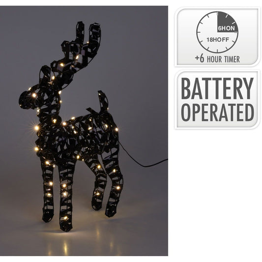 Verlicht Rendier - Zwart - 37 Cm - 30 Microled - Afanaya