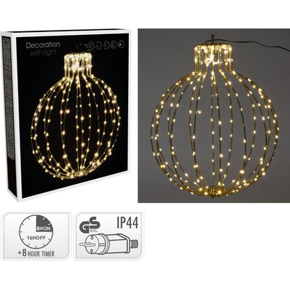 Verlichte Kerstbal - 45Cm - Zwart Frame - Afanaya