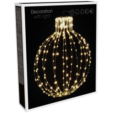 Verlichte Kerstbal - 45Cm - Zwart Frame - Afanaya