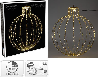 Verlichte Kerstbal - 57Cm - Zwart Frame - Afanaya