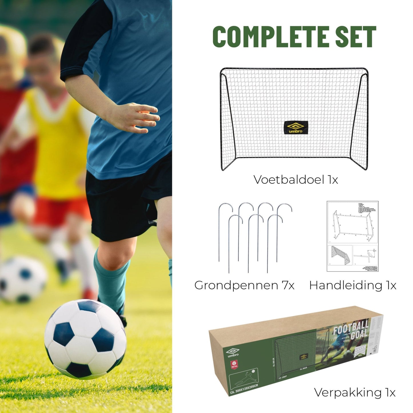 Voetbaldoel 300 X 120 X 205Cm - Afanaya