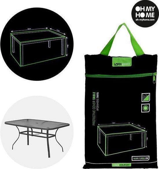 Waterproof Cover for Garden Table Outdoor Furniture Protection 165x115x80 cm - Afanaya