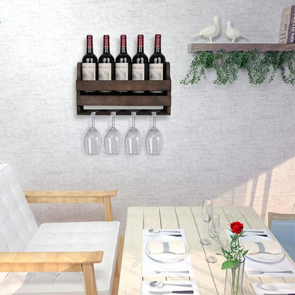 Ceruzo Wooden Wine Rack Wall-Mounted Bottle Holder & Stylish Wine Storage for Home Bar & Kitchen