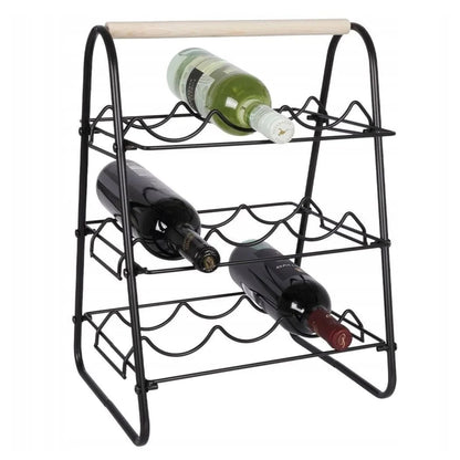 Metal Wine Rack Holds 9 Bottles Modern Freestanding Wine Storage Organizer for Home & Kitchen