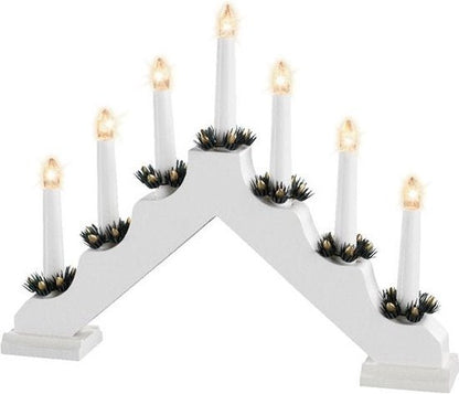 Wooden Candle Bridge 7 LED Lights Built - in Timer Christmas Window Decoration - Afanaya